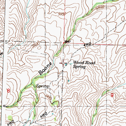 Topographic Map of Wood Road Spring, ID
