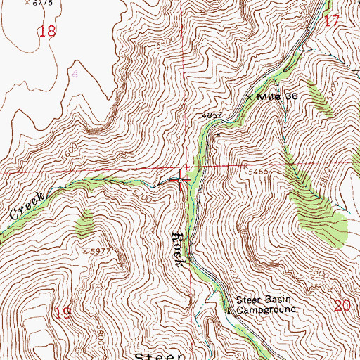 Topographic Map of Wooden Shoe Creek, ID