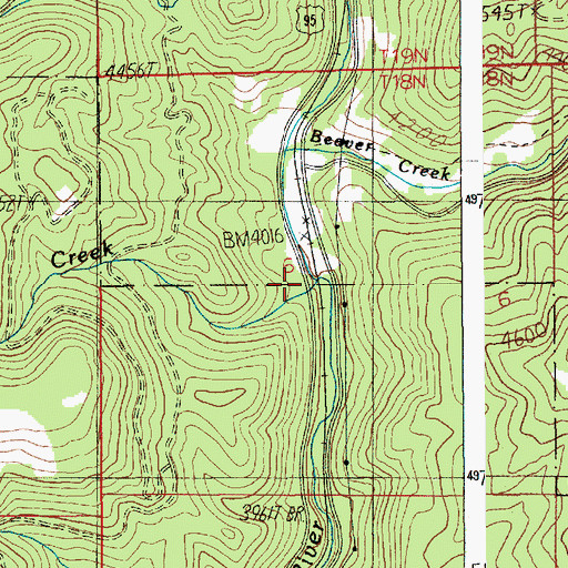 Topographic Map of Woodland Creek, ID