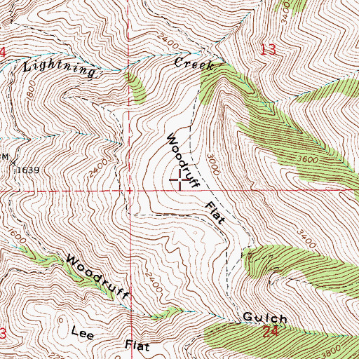 Topographic Map of Woodruff Flat, ID