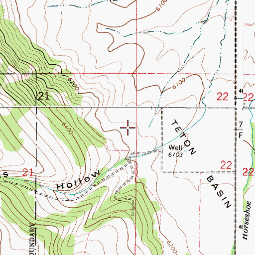 Topographic Map of Woods Hollow, ID