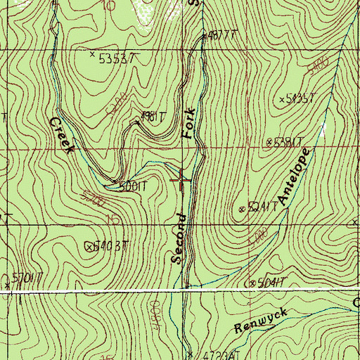Topographic Map of Woody Creek, ID