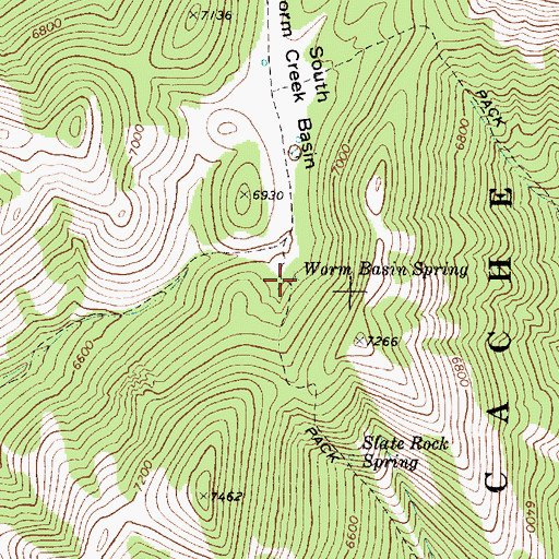 Topographic Map of Worm Basin Spring, ID