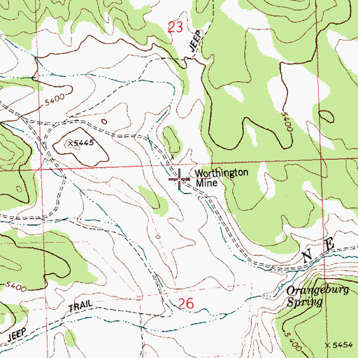 Topographic Map of Worthington Mine, ID