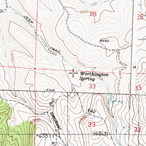 Topographic Map of Worthington Spring, ID