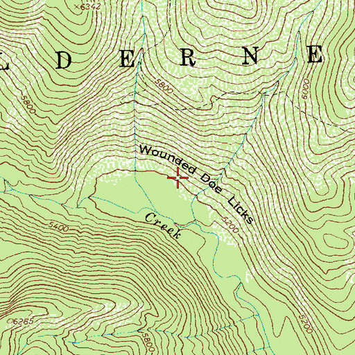 Topographic Map of Wounded Doe Licks, ID