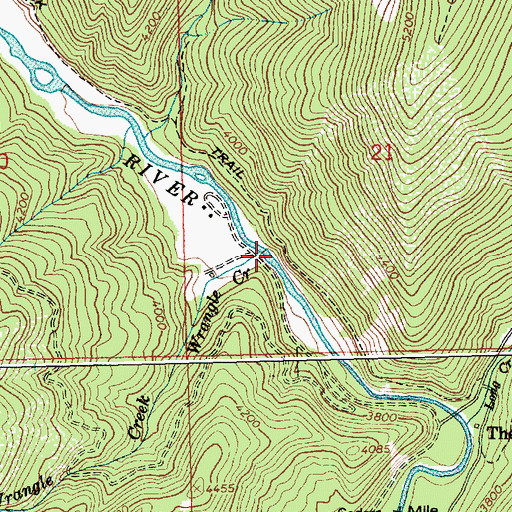 Topographic Map of Wrangle Creek, ID