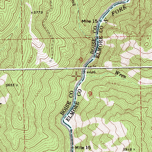 Topographic Map of Wren Creek, ID