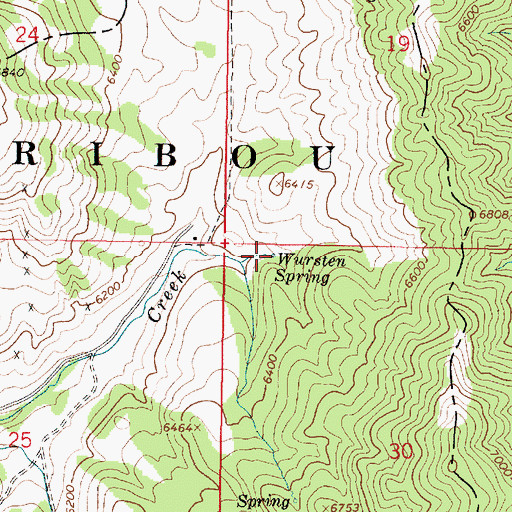 Topographic Map of Wursten Spring, ID