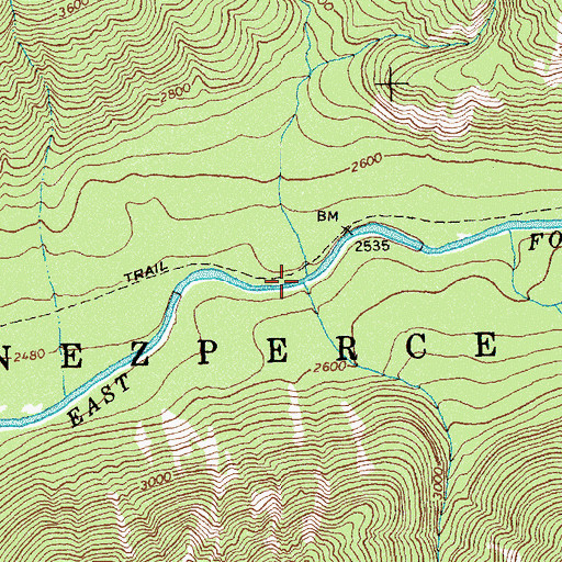 Topographic Map of Wye Creek, ID