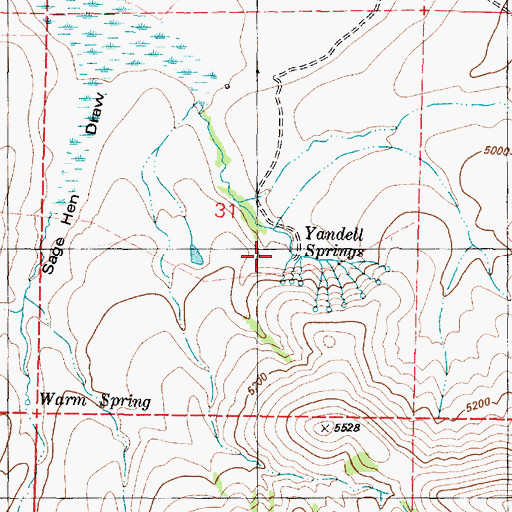 Topographic Map of Yandell Springs, ID