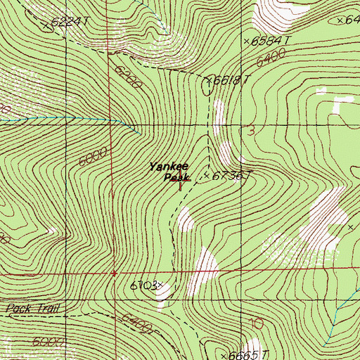 Topographic Map of Yankee Peak, ID