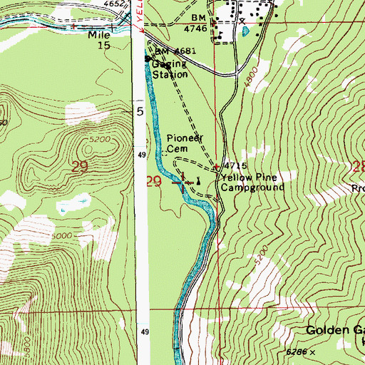 Topographic Map of Yellow Pine Campground, ID