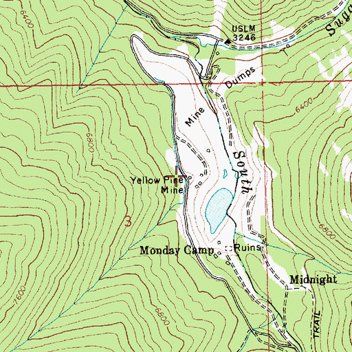 Topographic Map of Yellow Pine Mine, ID