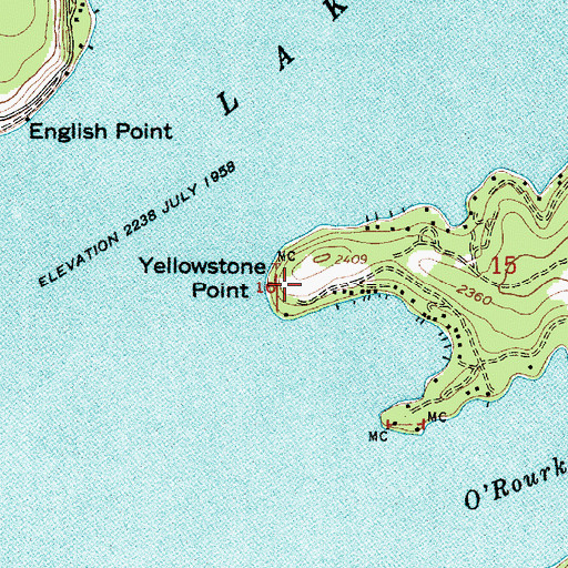 Topographic Map of Yellowstone Point, ID