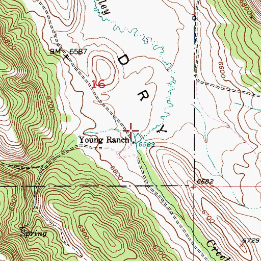 Topographic Map of Young Ranch, ID
