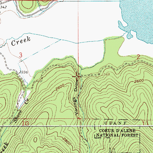 Topographic Map of Youngs Draw, ID