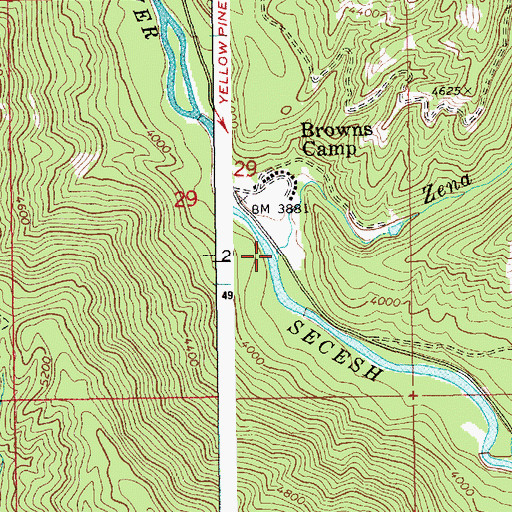 Topographic Map of Zena Creek, ID