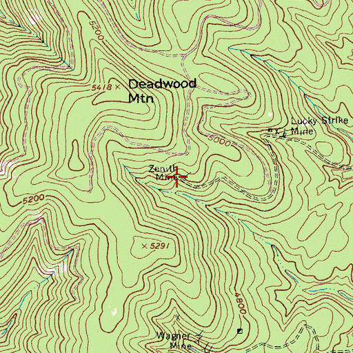 Topographic Map of Zenith Mine, ID