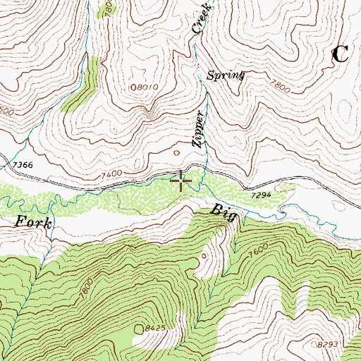Topographic Map of Zipper Creek, ID