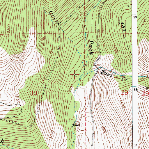 Topographic Map of Zuni Creek, ID