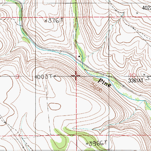 Topographic Map of East Pine Creek, ID