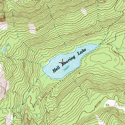 Topographic Map of Hell Roaring Lake, ID