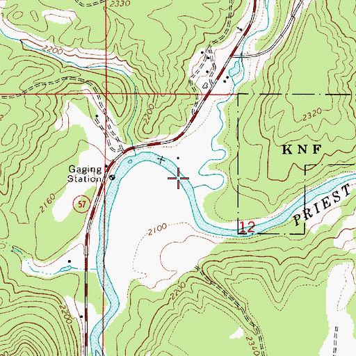 Topographic Map of Lower West Branch Priest River, ID
