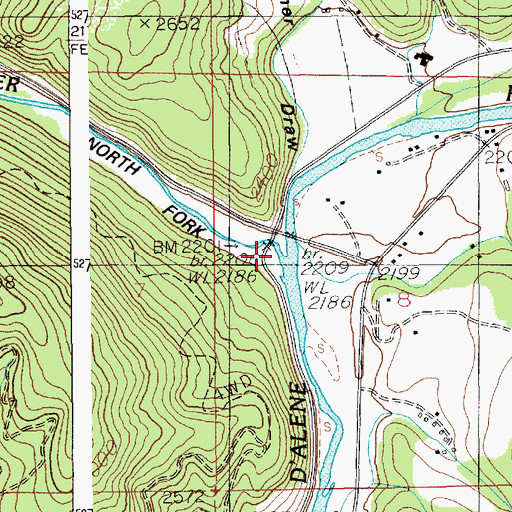 Topographic Map of Little North Fork Coeur d'Alene River, ID