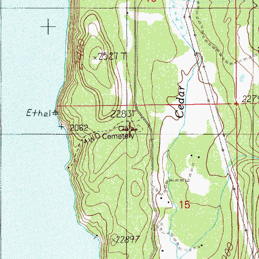 Topographic Map of Clara Cemetery, ID