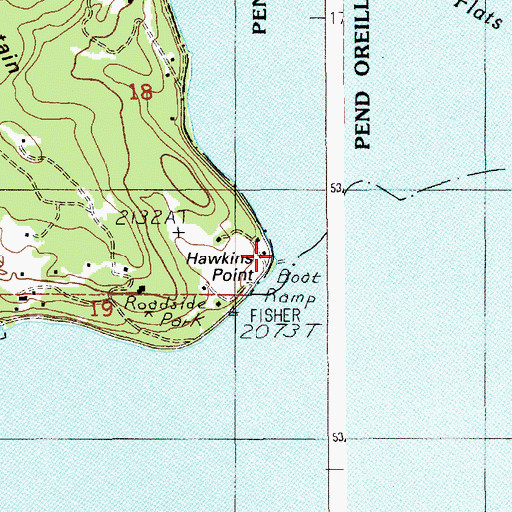 Topographic Map of Hawkins Point, ID