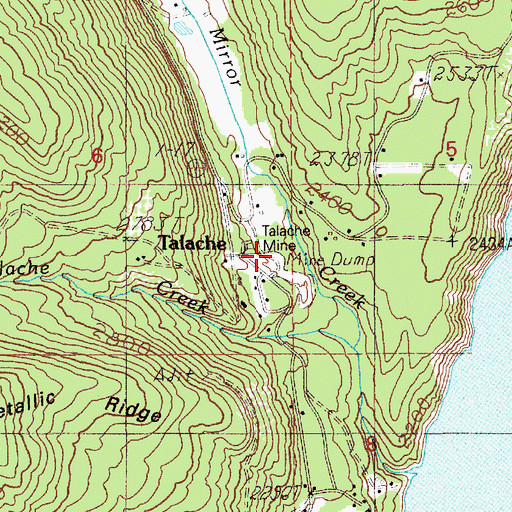 Topographic Map of Talache Mine, ID