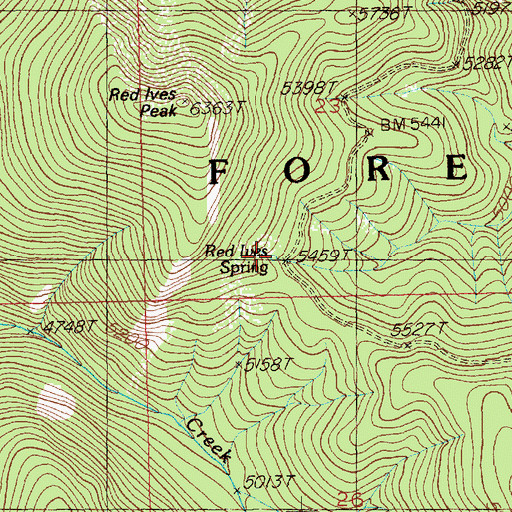 Topographic Map of Red Ives Spring, ID