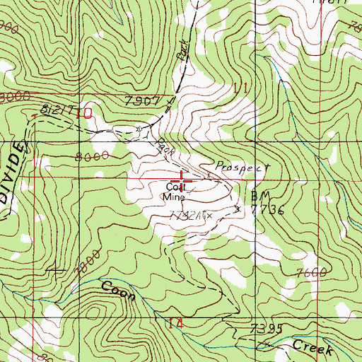 Topographic Map of Coal Mine, ID