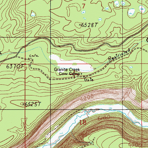 Topographic Map of Granite Creek Cow Camp, ID