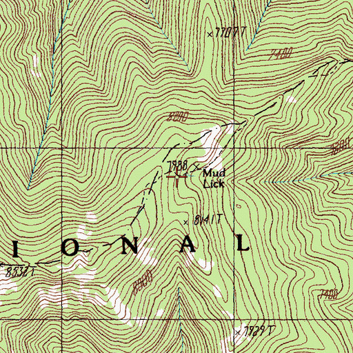 Topographic Map of Mud Lick, ID