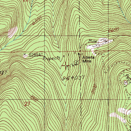 Topographic Map of Alberta Mine, ID