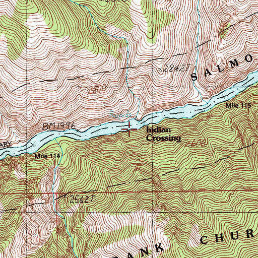 Topographic Map of Indian Crossing, ID