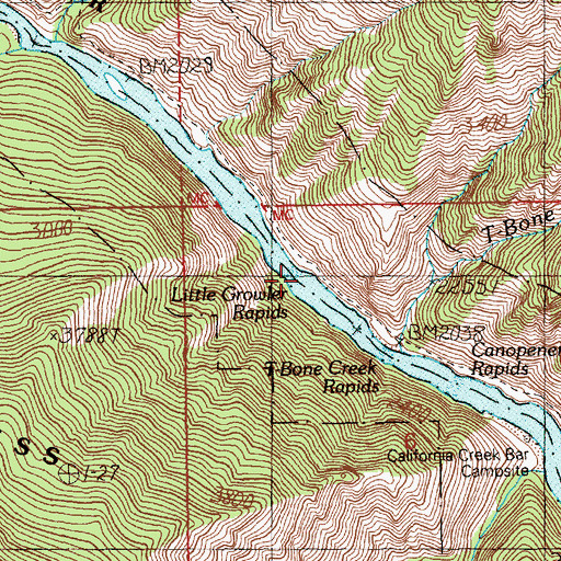 Topographic Map of Little Growler Rapids, ID