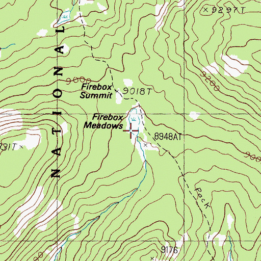 Topographic Map of Firebox Meadows, ID