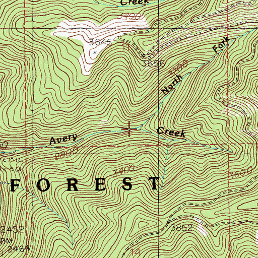 Topographic Map of North Fork Avery Creek, ID