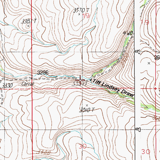 Topographic Map of Tiff Lindsay Draw, ID