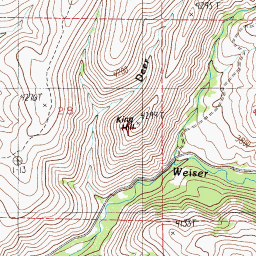 Topographic Map of King Hill, ID