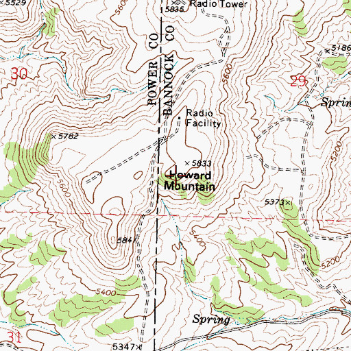 Topographic Map of Howard Mountain, ID