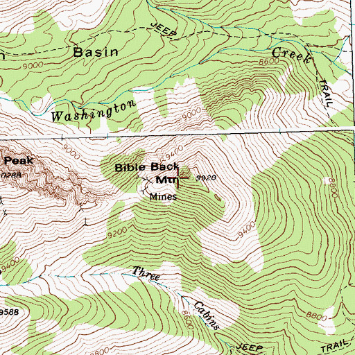 Topographic Map of Bible Back Mountain, ID