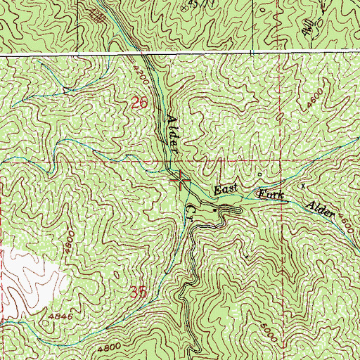 Topographic Map of East Fork Alder Creek, ID