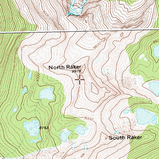 Topographic Map of The Rakers, ID