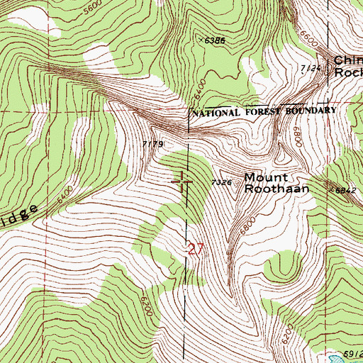 Topographic Map of Mount Roothaan, ID