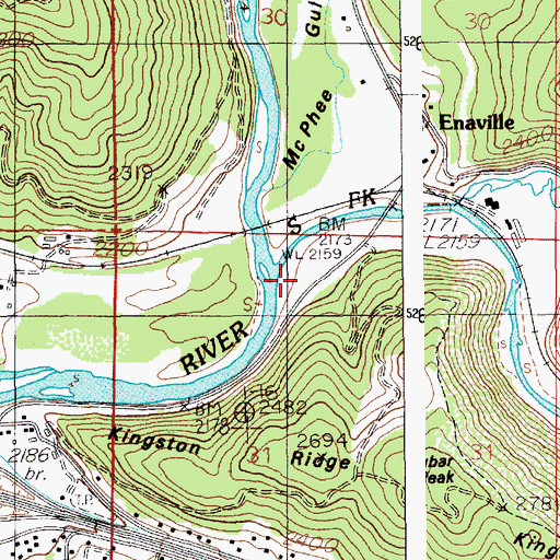 Topographic Map of North Fork Coeur d'Alene River, ID