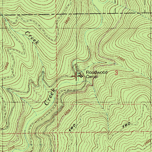 Topographic Map of Floodwood Camp, ID